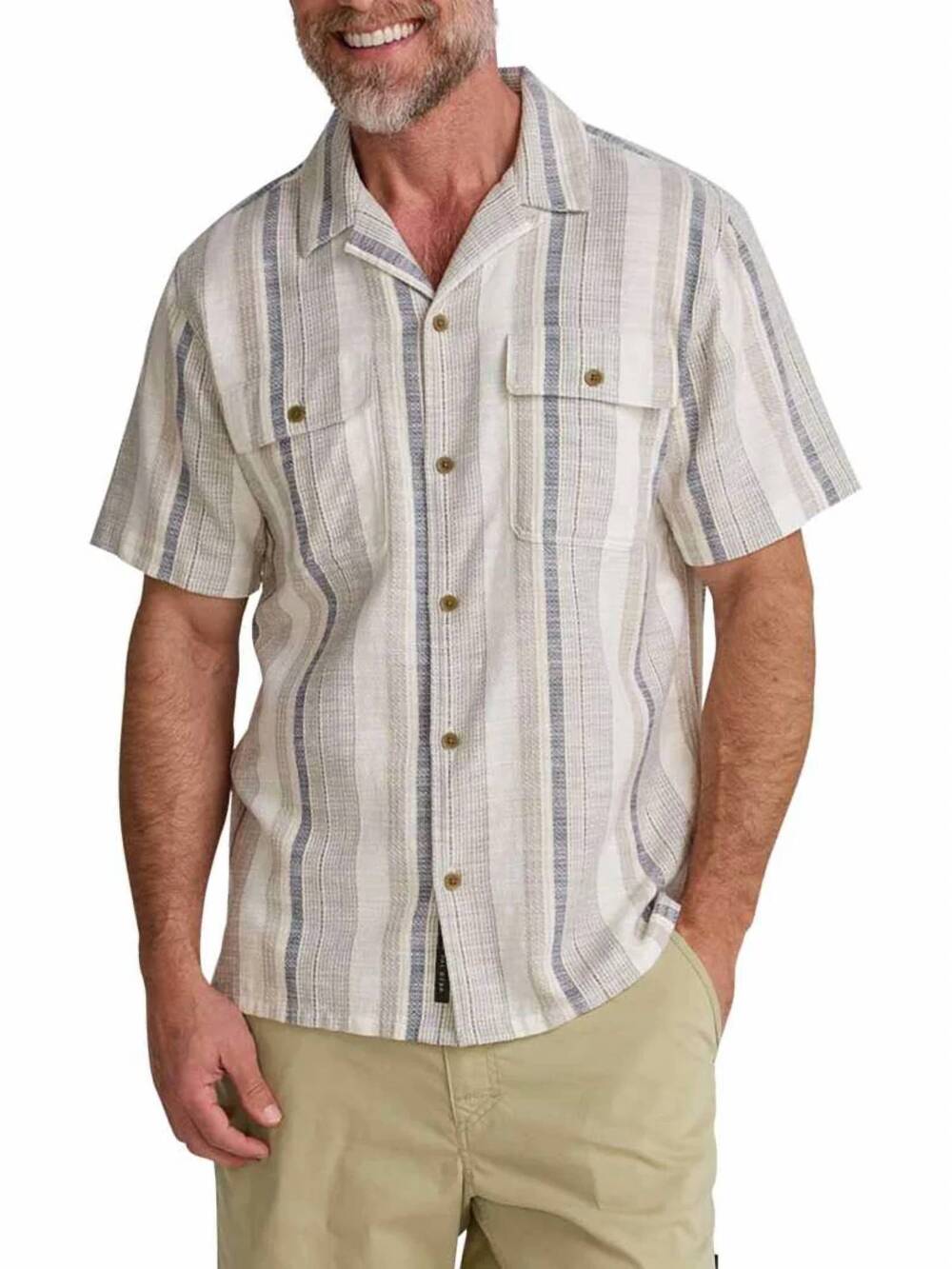 NEW HOWLER BROTHERS men's shores club shirt in old bill stripe limestone